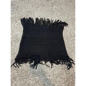 Steve Madden Scarf Womens One Size Black Knit Infinity Fringe Neck Warmer